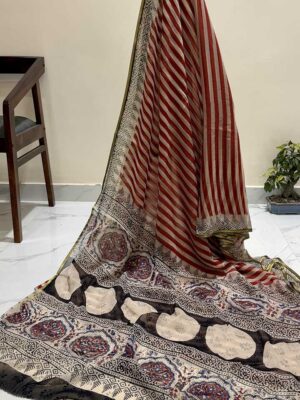 Handblock Chiffon Sarees - Red