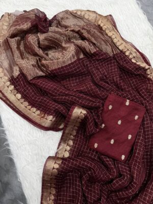 Georgette Sarees with Blouse - Brown