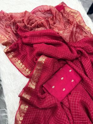 Georgette Sarees with Blouse - Pink