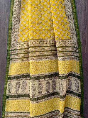 Kota Doria Saree - Yellow