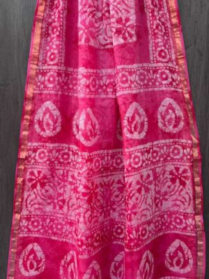 Kota Doria Saree - Pink